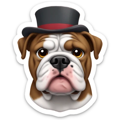 Old English bulldog wearing Alabama crimson tide fan gear sticker