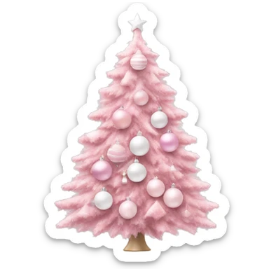 Pastel pink Christmas tree with pink and white ornaments  sticker