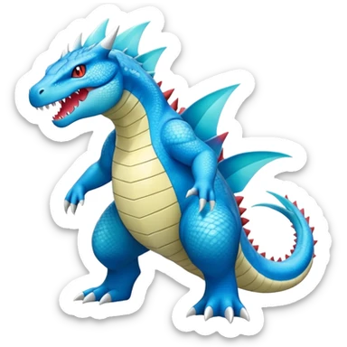 Colorful Exotic Aurorus-Feraligatr-Amaura-Salamence-Fakémon-hybrid-creature (full body)  sticker