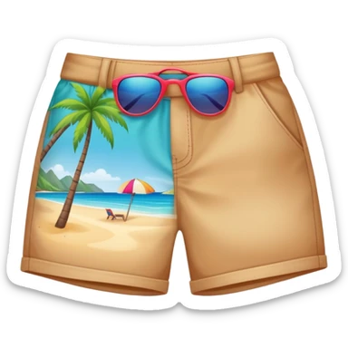 colorful bermuda shorts and sunglasses for beach sticker