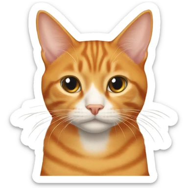 orange tabby cat missing the top half of their ears sticker