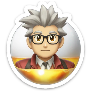 pokemon professor oak anime global trade station badge pokeball sticker