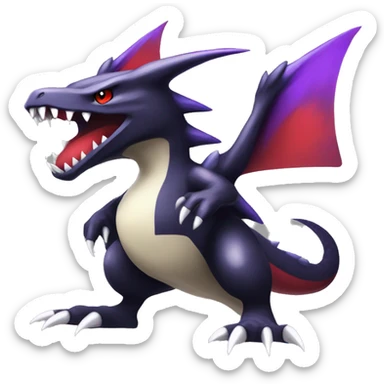 Black Cool Edgy Nargacuga-Garchomp-Noivern Fakémon  with White and Red and purple and black Edgy markings sticker