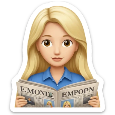 newspaper read blonde long haired woman sticker