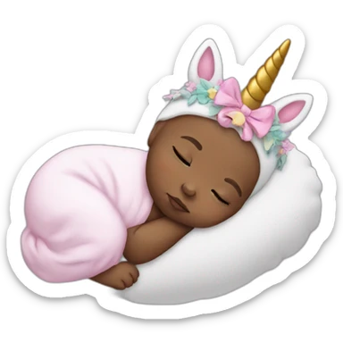 Sleeping Newborn with unicorn headband sticker