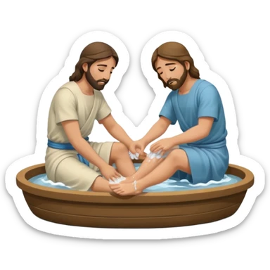JESUS WASHING MANS FEET IN WATER sticker