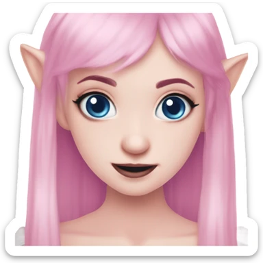 Cute spooky CUTE pink pale vampire teeth pretty pink eyebrows vampire goth princess elf ears blue eyes pink hair sticker