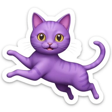funny purple cat jumping after a fly more thin cat  sticker