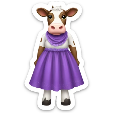 Cow with dress purple  sticker