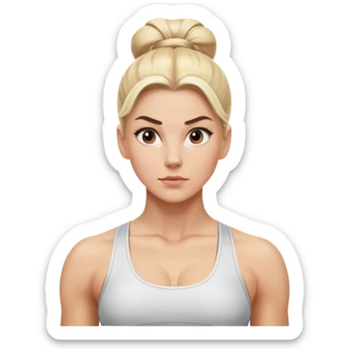 White blonde fitness trainer slicked back bun sticker