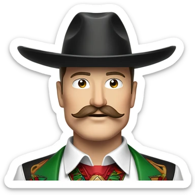 Elon musk eloncho with big mustache and black sombrero mexican hat and Tesla logo red green white Mexican shirt Tesla symbol token sticker