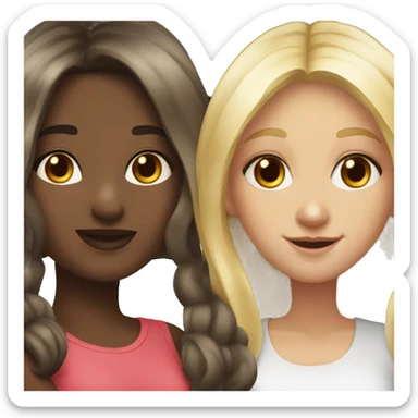 Blonde girl and dark brown hair girl posing for a photo  sticker
