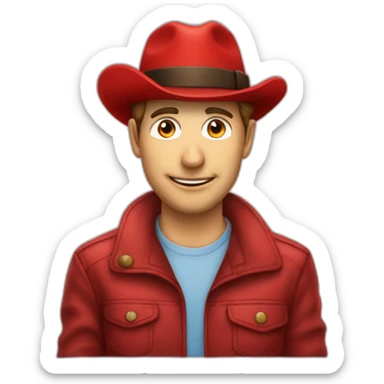 Un uomo con dei baffi e un cappello rosso con incisa una M sticker