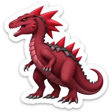 Badass black and red salazzle-tyranitar-hybrid, full body sticker