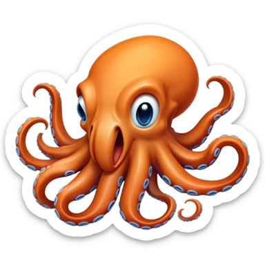 Cinematic Realistic Cute Yawning Octopus Portrait Emoji, Head tilted slightly with a dramatic, wide-open yawn, showcasing a soft, lustrous orange body with subtle blue ring accents and gently drooping tentacles, with half-closed, drowsy eyes rendered in exquisite detail; high shine, relaxed yet expressive, styled with a dash of mystical charm, soft glowing outline, capturing the essence of a sleepy yet affectionate octopus that appears ready to stretch out and drift into a peaceful nap! sticker