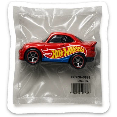 Hot Wheels toy car, glossy and puffy, vacuum-sealed style sticker