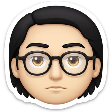 ragazzo con capelli neri, occhi a mandarla, occhiali neri e corporatura robusta sticker