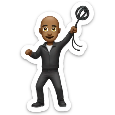 Man whipping air with a whip sticker