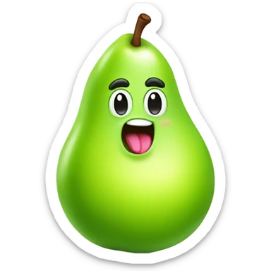 Shiny Green Cute pear with tongue sticker