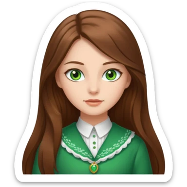 Vull una noia amb els cabells marró llargs, ulls verds i roba molt maca sticker