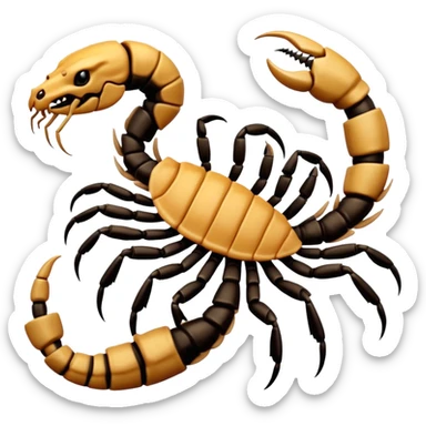 A 3D cartoon scorpion tattoo on a forearm, black ink, detailed stinger and claws, soft lighting, Memoji-style realism. sticker