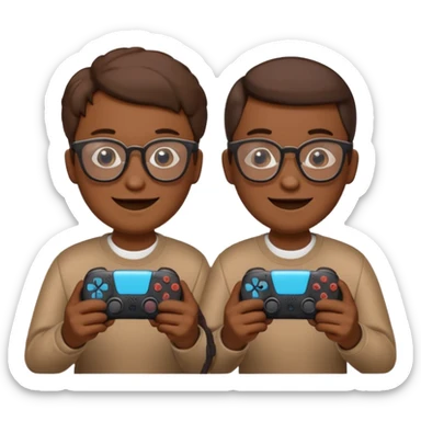 Two poops emojis wearing glasses and each on holding ps5 controller sticker