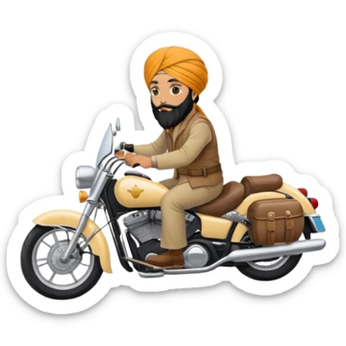 Sikh turban guy riding cruiser motorcycle  sticker