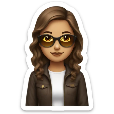 A girl with sunglasses and brown hair that relax and study  sticker
