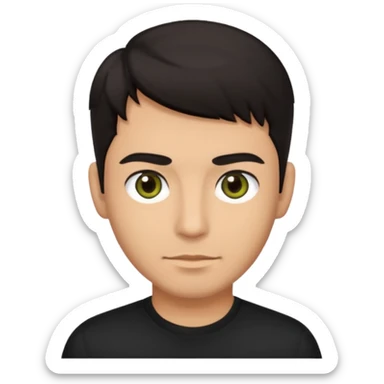Chico de pelo oscuro piel aceitunada ojos oscuros y con camisa sticker