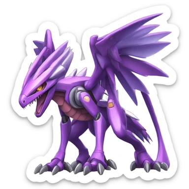  cool edgy shiny colorful Digimon-Palkia-Genesect-Raptor full body sticker