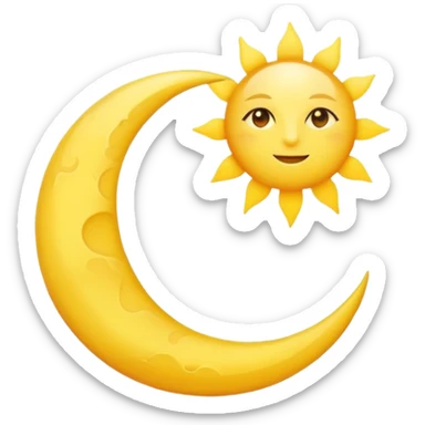 Crescent moon and sun sticker