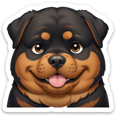 Cinematic Meme-Worthy Chubby Sleeping Rottweiler Portrait Emoji, Head resting peacefully with a contented smile, featuring a delightfully chubby build and a luxuriously soft black and tan fur, eyes shut in a serene nap, Simplified yet hilariously adorable features, highly detailed, glowing with a soft, drowsy light, high shine, relaxed and utterly lovable, stylized with an air of playful laziness, bright and endearing, soft glowing outline, capturing the essence of a comically sleepy guardian, so meme-worthy it feels like it could instantly become the next viral sensation of adorable slumber! sticker