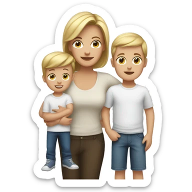 white mom with 2 year old and 11 year old white sons.  sticker