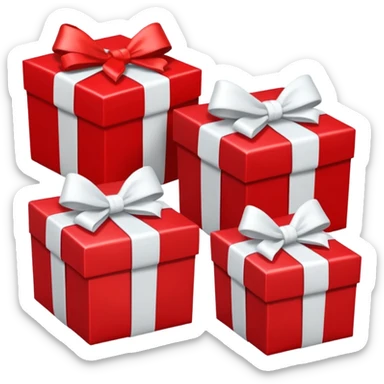 3 red gift boxes with white bows sticker