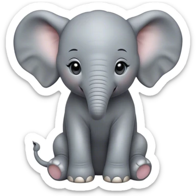 Cinematic Noble Baby Elephant Portrait Emoji, Poised and regal, with a tiny, endearing build and a soft, smooth gray hide, delicate floppy ears and a small, curious trunk, deep-set soulful eyes, Simplified yet sharp and sophisticated features, highly detailed, glowing with a gentle, dignified glow, high shine, intelligent and adorable, stylized with an air of miniature majesty, focused and attentive, soft glowing outline, capturing the essence of a watchful and confident little elephant, so majestic it feels as though it could toddle out of the screen with effortless authority! sticker