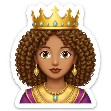 Chica piel morena con cabello rizado 👩🏽‍🦱 con corona 👸🏽 sticker