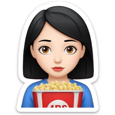 a girl with black hair watching a movie in a cinema sticker