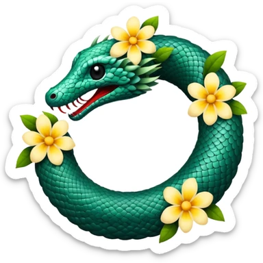 ouroboros serpent made of flowers sticker