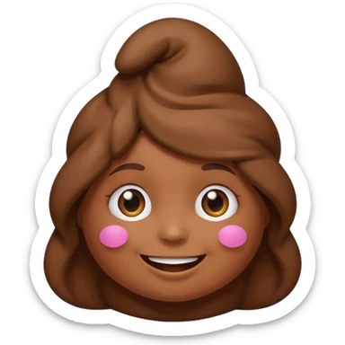 Un fille a la tête de caca smile et habillé en caca sticker