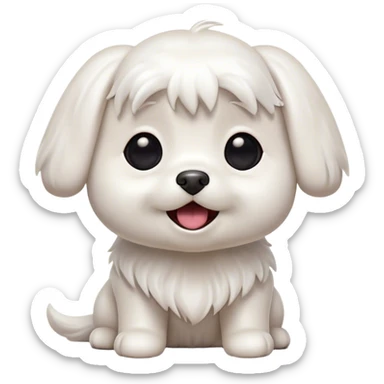 Cinematic Comical Maltese Portrait Emoji, Head tilted dramatically with an exaggeratedly amused or surprised expression, featuring a silky white coat with a playful sheen, wide, expressive dark eyes filled with exaggerated disbelief, Simplified yet hilariously expressive features, highly detailed, glowing with a slightly sassy glow, high shine, dramatic yet playful, stylized with an air of cheeky charm, bright and endearing, soft glowing outline, capturing the essence of a spirited and over-the-top companion, so meme-worthy it feels like it could side-eye its way into internet fame instantly! sticker