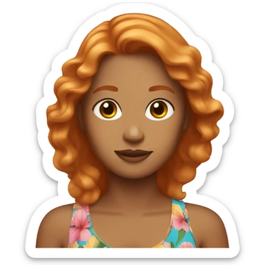 beach lady, ginger hair, brown skinned,  sticker