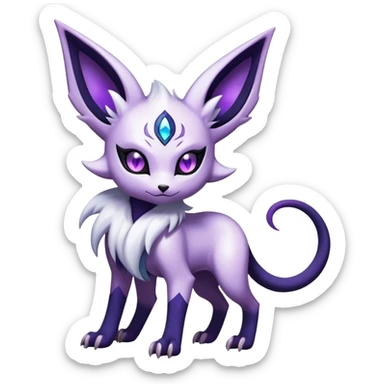 Shiny Exotic Badass Mystical Mysterious Gothic Espeon-Absol-Pokémon-Fakémon-hybrid-creature (full body) sticker