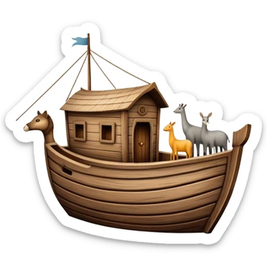 Noah's ark wooden boat with animals sticker