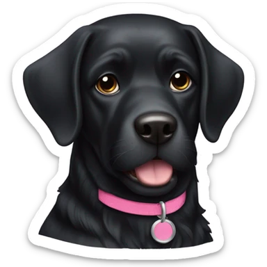 Black dog with pink collar sticker