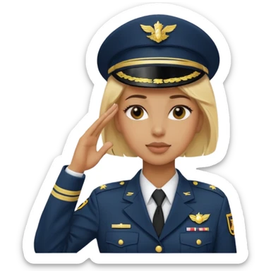 black solider woman salute with blonde hair sticker