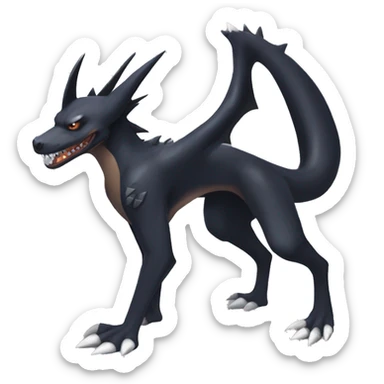 Black Cool Edgy Nargacuga-Garchomp-Houndoom-Sergal Fakémon with Edgy markings,  full body sticker