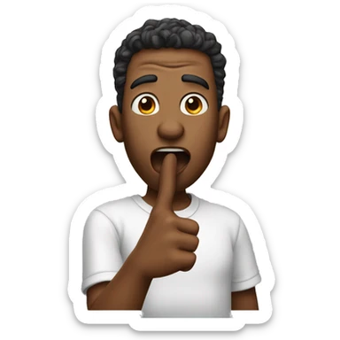 a man sticks out his tongue and makes a horn gesture with his hands sticker