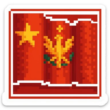Soviet Union flag in pixel art style with a star, a border, and a gradient sticker