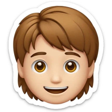 Crie um emoji de um menino com o cabelo castanho claro com uma franja e o corte low fade sticker