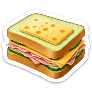cucumber sandwich without excessive cucumber. with meat in them. bread slightly toasted. and melted cheese. make the cucumber dominant sticker
